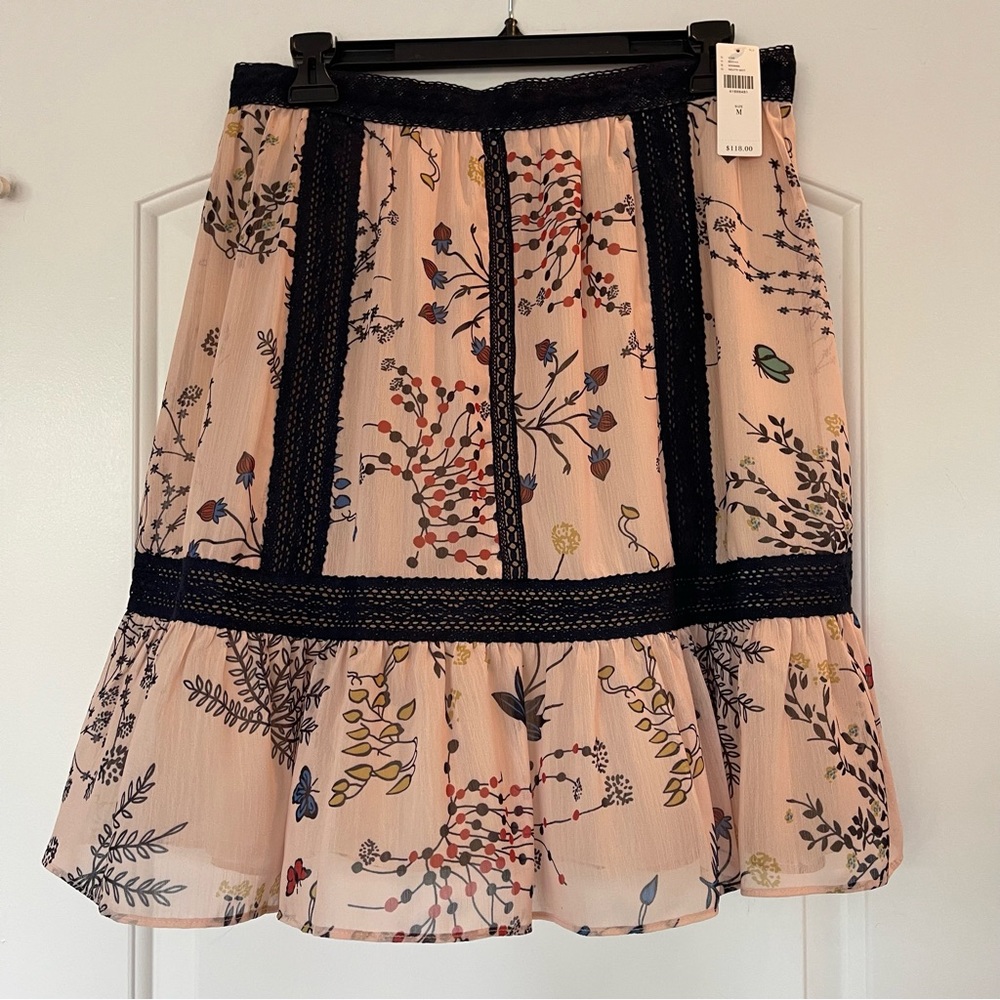 Anthropologie Chiffon Floral Skirt Medium